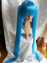 画像: 格安 VOCALOID ボーカロイド 初音ミク風 ブルー コスプレウィッグ 