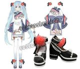 画像: VOCALOID ボーカロイド 梅ミク 初音ミク風 コスプレ靴 ブーツ