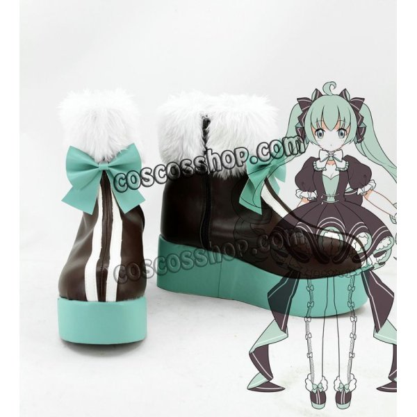 画像1: VOCALOID ボーカロイド 初音ミク MIKU風 コスプレ靴 ブーツ (1)